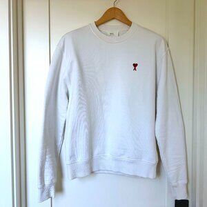 AMI Paris sweatshirt — white w/ red logo — Size M